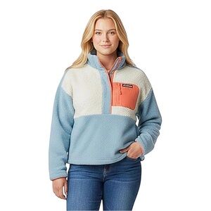 Columbia Lodge Sherpa Pullover in Stone Blue Size XXL